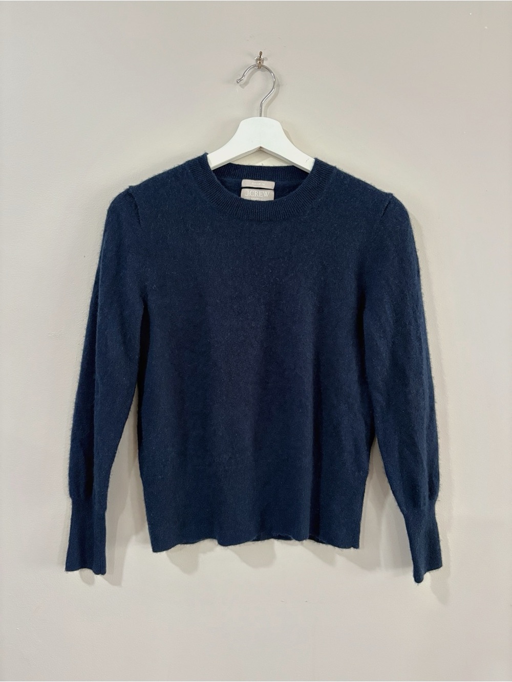 J.Crew Cashmere Sweater XS Navy Classic Fit Quiet Luxury Minimalist